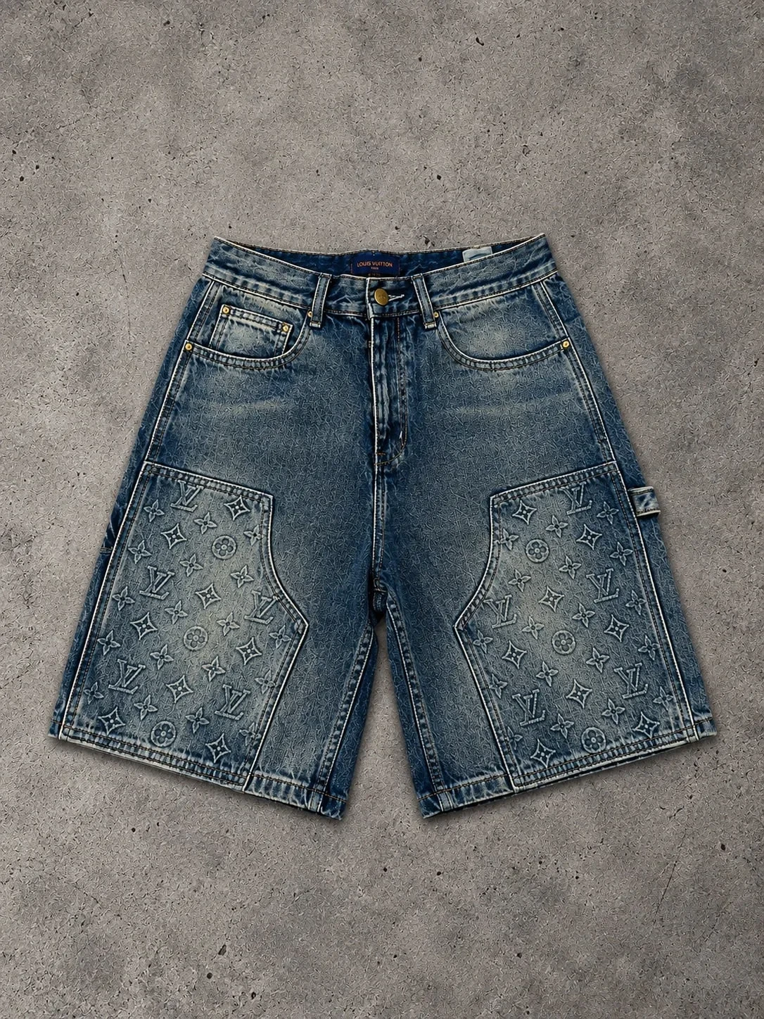 Louis Vuitton Bermuda Denim Azul Medio Monograma