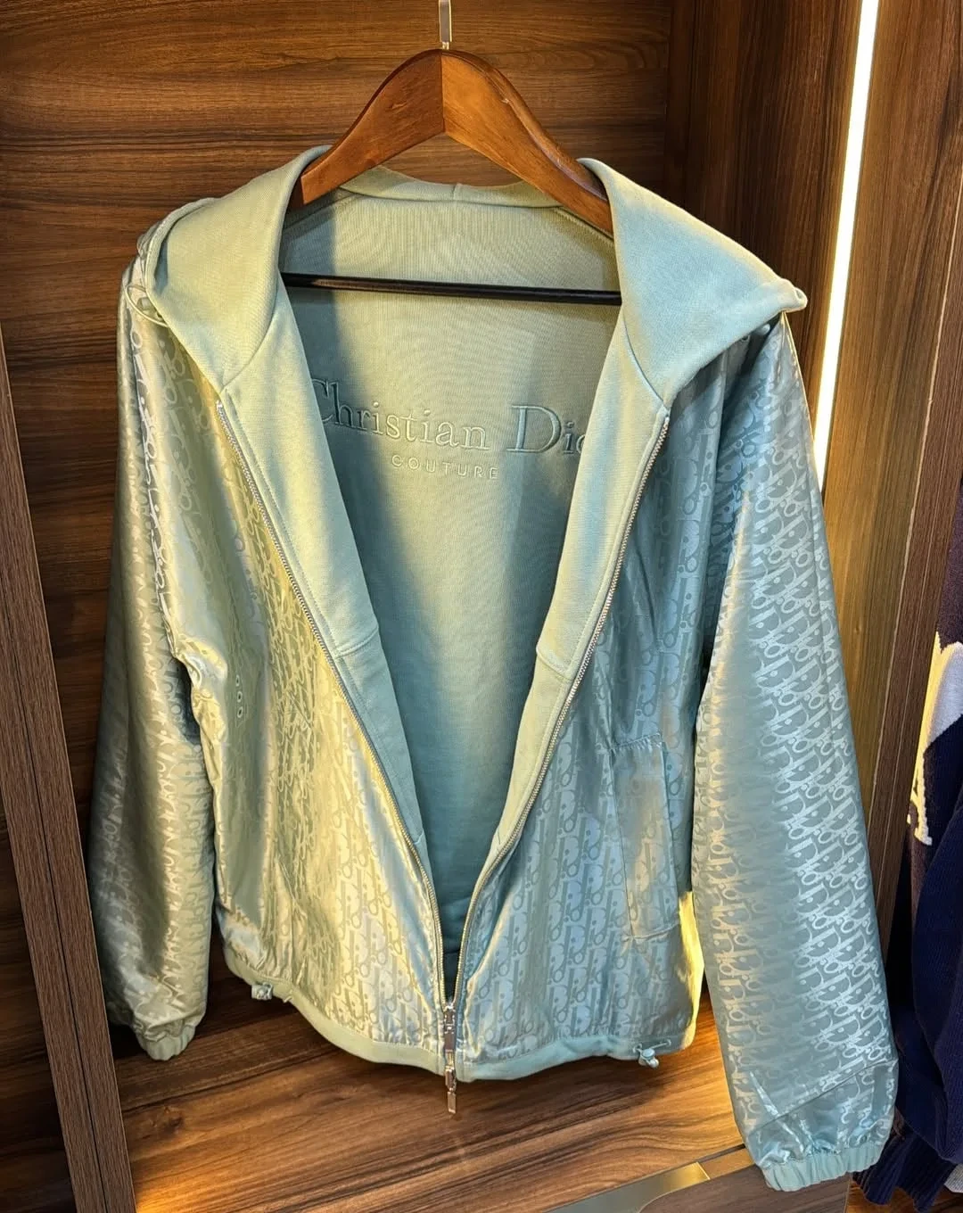 Christian Dior Chaqueta Zip Reversible Azul Cielo Oblique