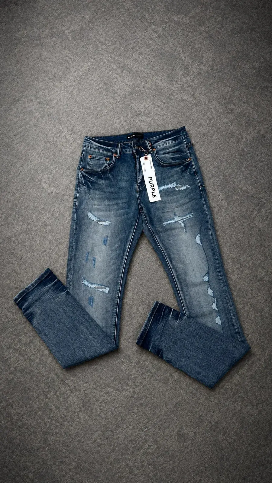 Purple Brand Jean Azul Desgastado Costuras