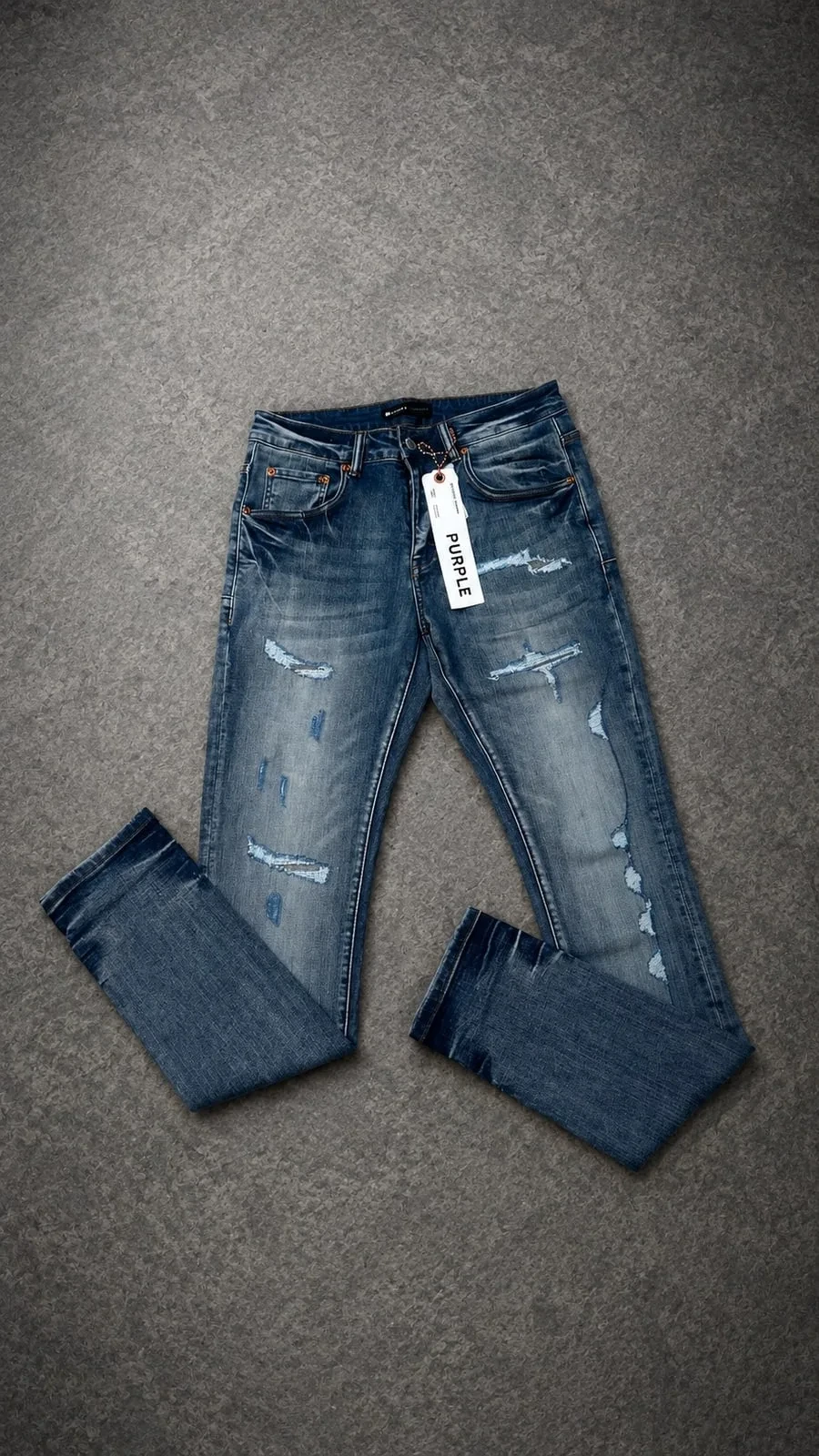 Purple Brand Jean Azul Desgastado Costuras