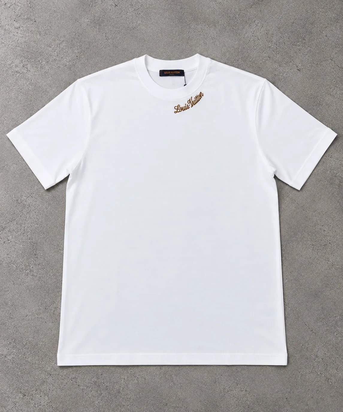 Louis Vuitton Camiseta Blanca Logo Cursiva Cuello