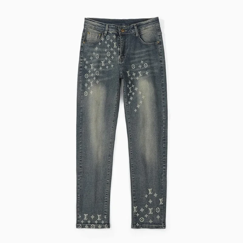 Louis Vuitton Jean Azul Desgastado Monograma